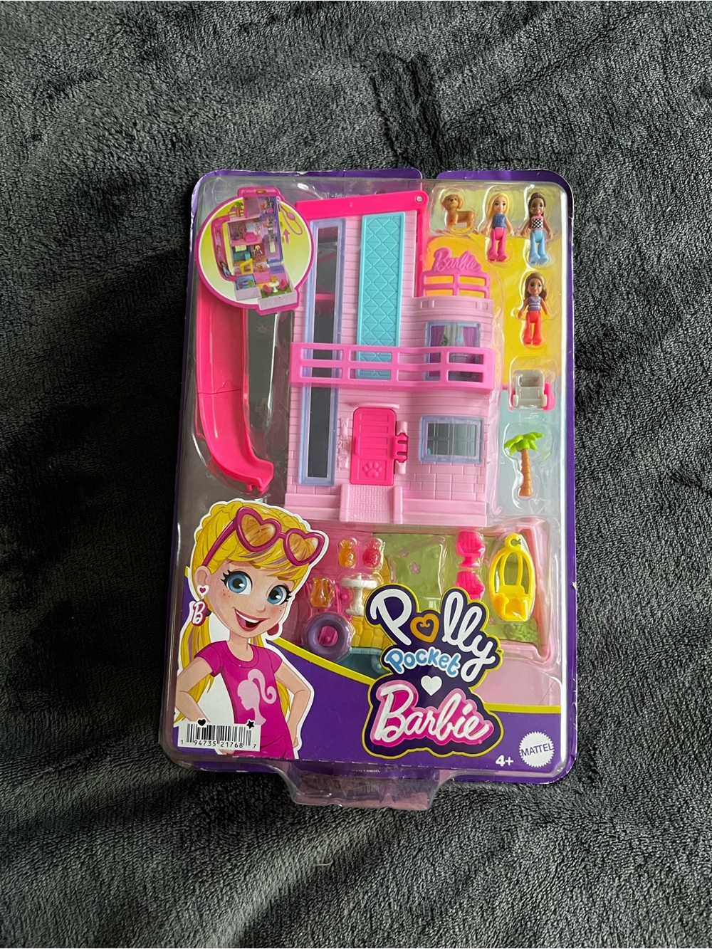 Mattel Polly Pocket Barbie Mini Playset in Pink, Purple, Aqua and Yellow